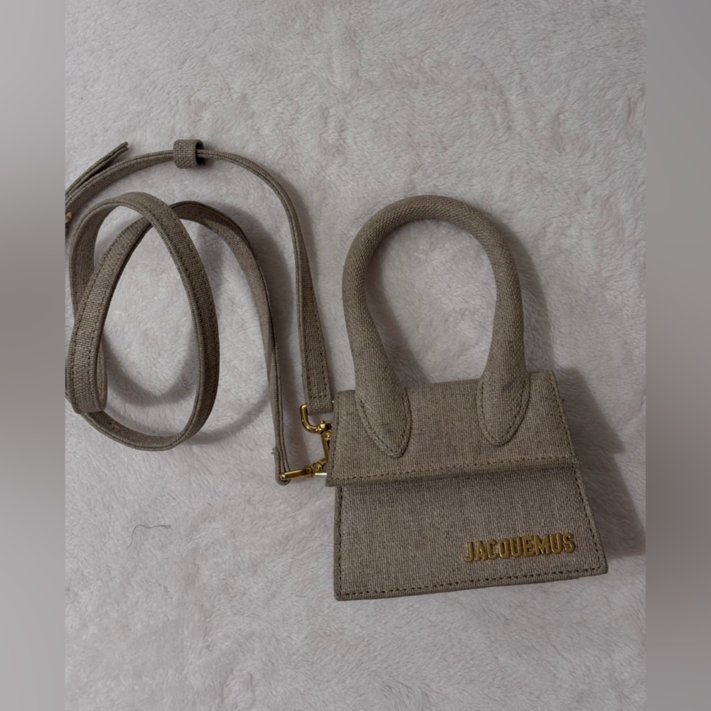 Jacquemus Taupe Mini Bag with Gold Accents